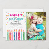 Joint twin birthday party invitation Twins Dual (Front/Back)