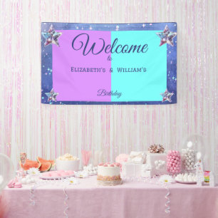 Joint twin space birthday party Boy Girl Banner