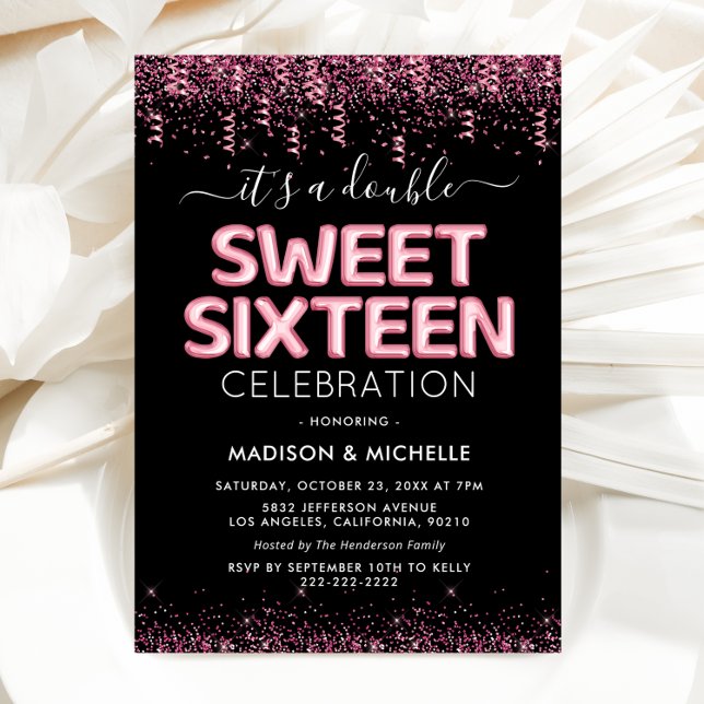 Joint Twin Sweet Sixteen 16th Birthday Party Invitation