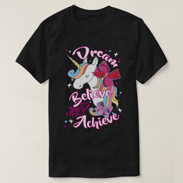 JoJo Siwa Dream Believe Achieve Unicorn Long Sleev T-Shirt (Design Front)