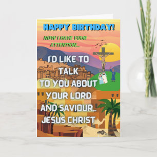 Joke birthday card for him for her (jesus)