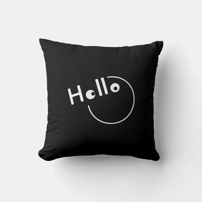 Joke Hello Futuristic White Classic Simple Riddle Throw Pillow (Front)