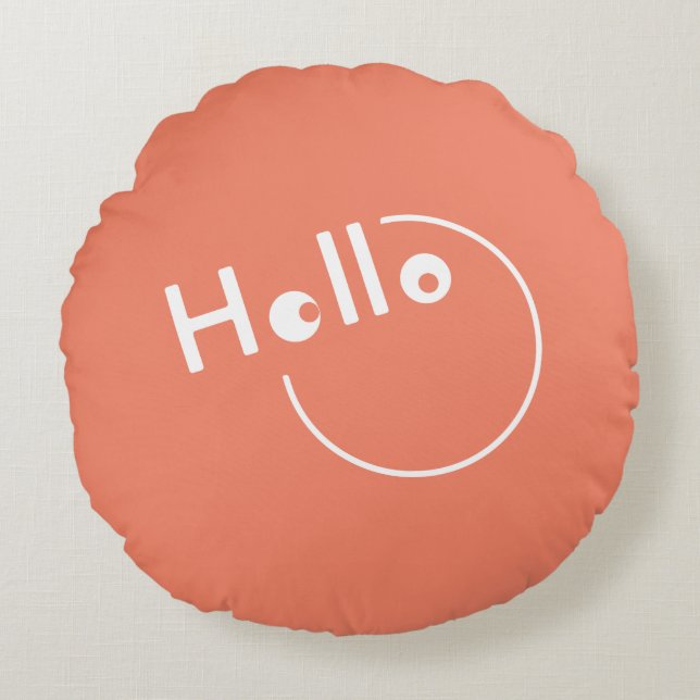 Joke Hello Moving White Fun Typography Faces Round Pillow (Front)