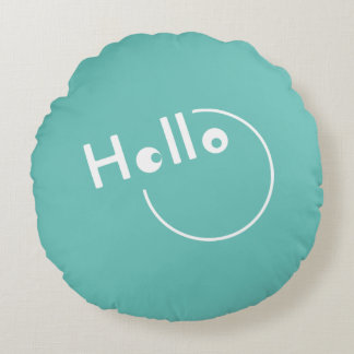 Joke Hello Moving White Fun Typography Faces Round Pillow