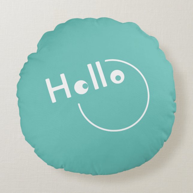 Joke Hello Moving White Fun Typography Faces Round Pillow (Front)