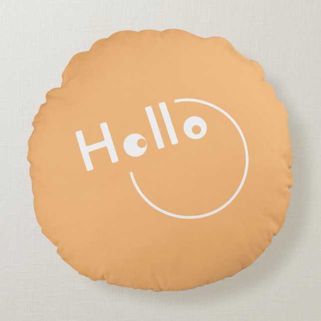 Joke Hello Moving White Fun Typography Faces Round Pillow (Front)