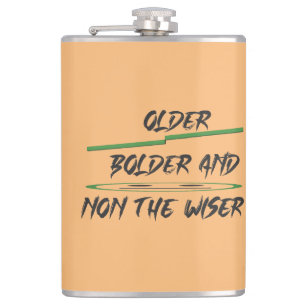 Joke message about age graphics and words flask