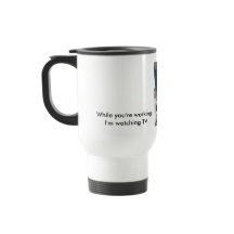 Joke mug cat with remote tongue stainless white