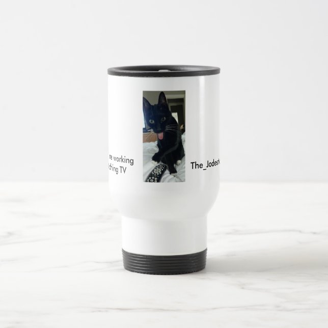 Joke mug cat with remote tongue stainless white (Center)