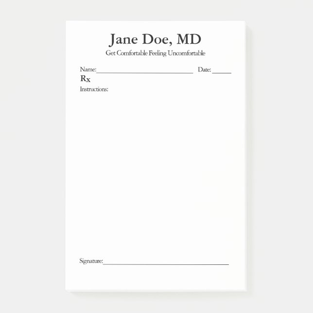 Joke prescription  - 4" x 6" Post It notes (Front)