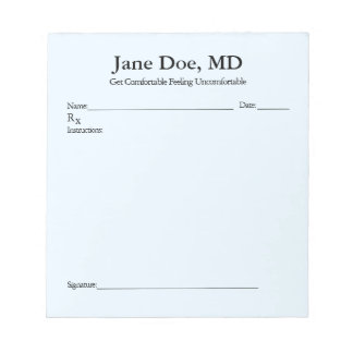 Joke prescription pad - 5.5" x 6" Notepad Blue