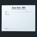 Joke prescription pad  - 8.5" x 11" Notepad   Blue<br><div class="desc">When you need to prescribe: 
"Go for a walk"
"Call a friend"
"Take a vacation"
"Have a good cry"
"Take a chill pill"</div>