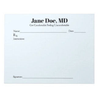 Joke prescription pad - 8.5" x 11" Notepad Blue