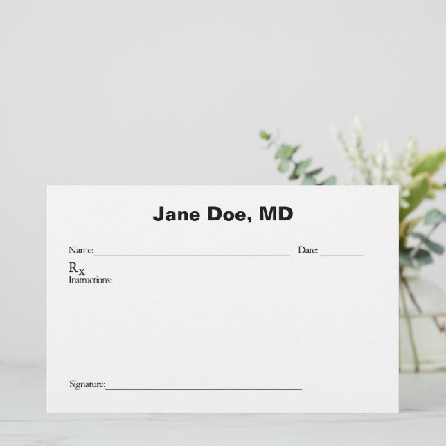 Joke prescription pad stationery (Standing Front)