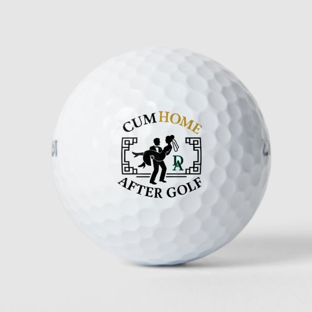 Joke weddings personalized monogrammed for him her golf balls (Front)