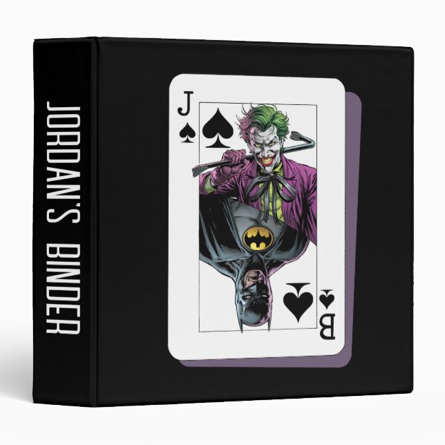 Joker and Batman Spade Playing Card Illustration 3 Ring Binder (Front/Spine)