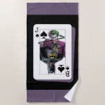 Joker and Batman Spade Playing Card Illustration Beach Towel