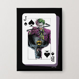 Joker and Batman Spade Playing Card Illustration Button