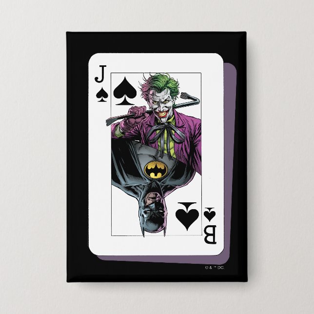 Joker and Batman Spade Playing Card Illustration Button (Front)