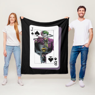Joker and Batman Spade Playing Card Illustration Fleece Blanket