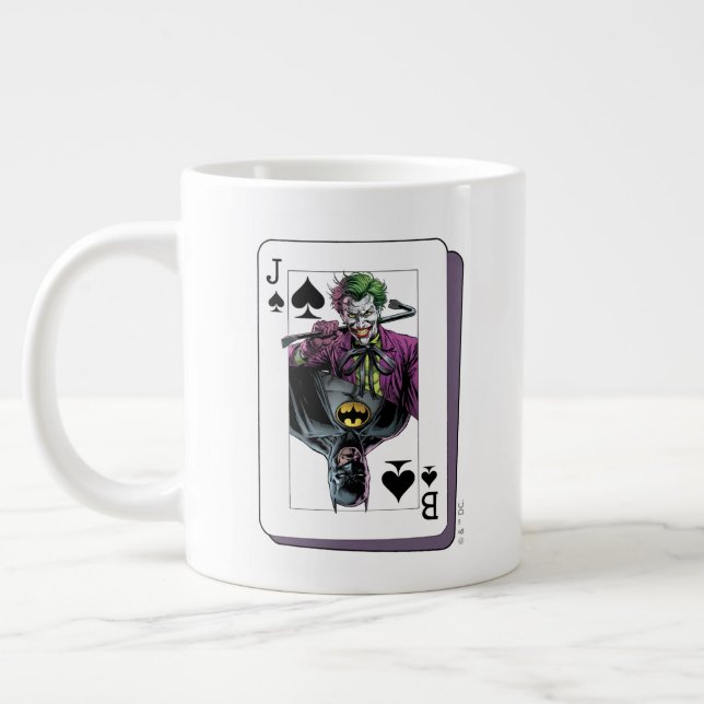 Joker and Batman Spade Playing Card Illustration Giant Coffee Mug (Left)