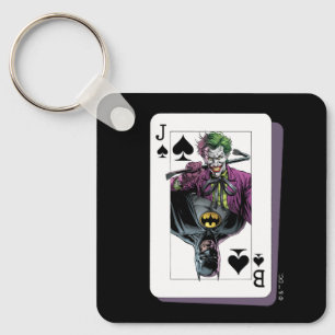 Joker and Batman Spade Playing Card Illustration Keychain