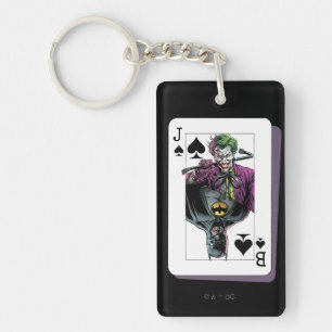 Joker and Batman Spade Playing Card Illustration Keychain