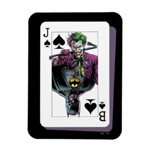 Joker and Batman Spade Playing Card Illustration Magnet