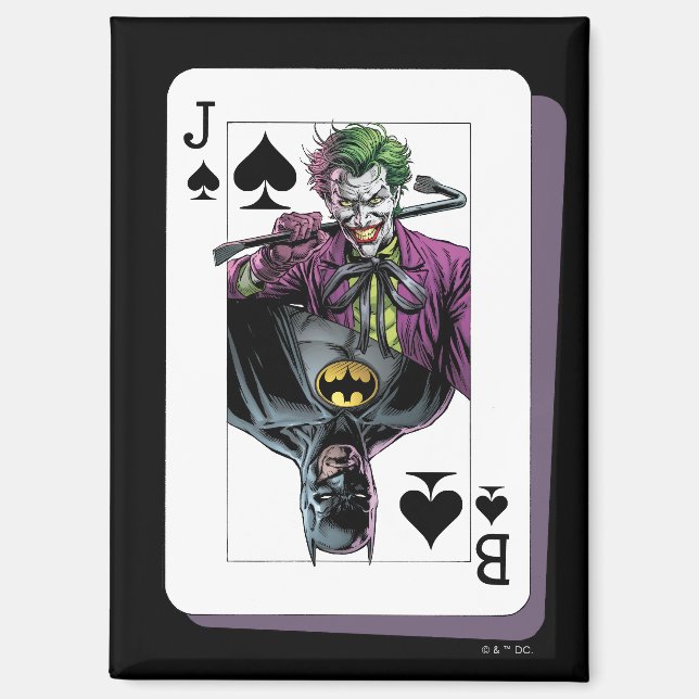 Joker and Batman Spade Playing Card Illustration Magnet (Front)