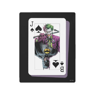 Joker and Batman Spade Playing Card Illustration Metal Print