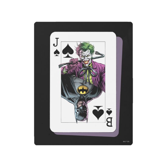 Joker and Batman Spade Playing Card Illustration Metal Print (Front)