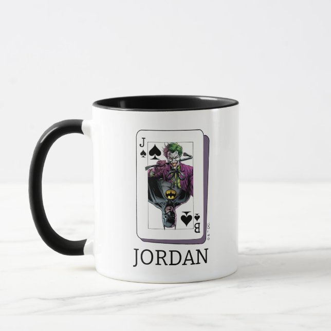 Joker and Batman Spade Playing Card Illustration Mug (Left)