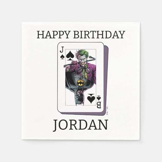 Joker and Batman Spade Playing Card Illustration Napkins (Front)