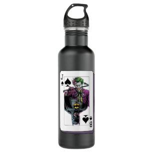Joker and Batman Spade Playing Card Illustration Stainless Steel Water Bottle