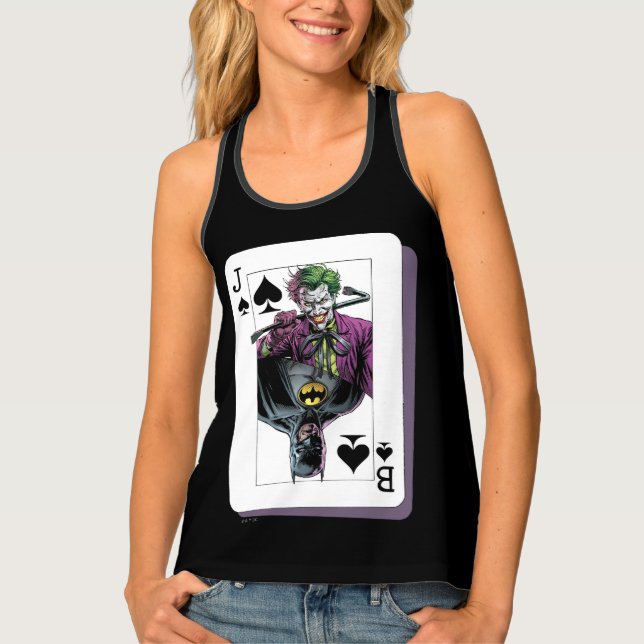 Joker and Batman Spade Playing Card Illustration Tank Top (Front)