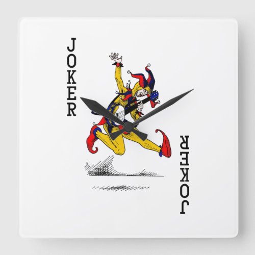 Joker Card Clown Music Dance Banjo Guitar Square Wall Clock