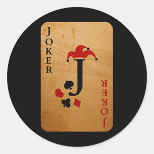 Joker Card Costume Halloween Deck of Cards Classic Round Sticker