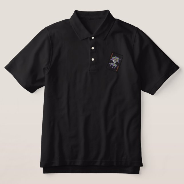 Joker Card Embroidered Polo Shirt (Design Front)