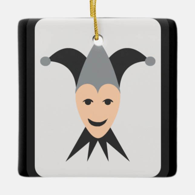 Joker Card Emoji Ceramic Ornament (Front)