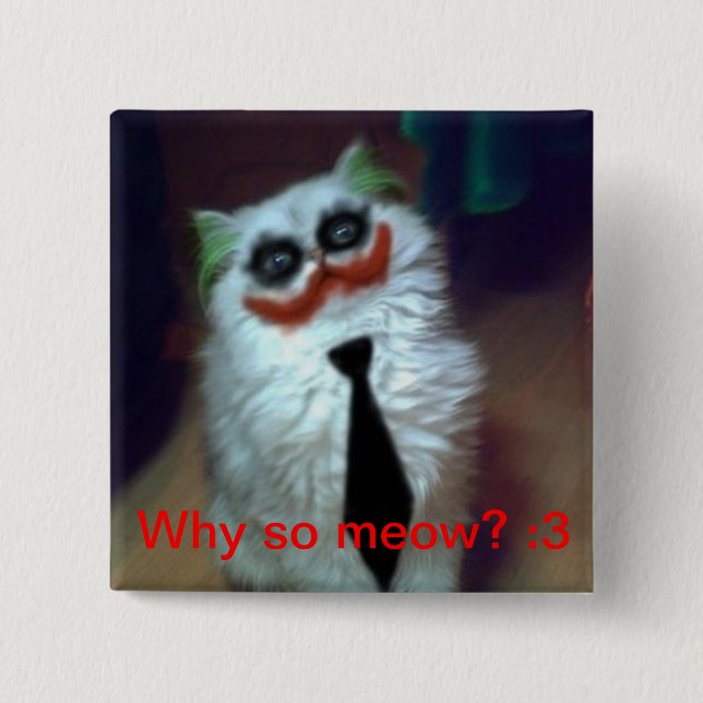 Joker Cat Pinback Button (Front)