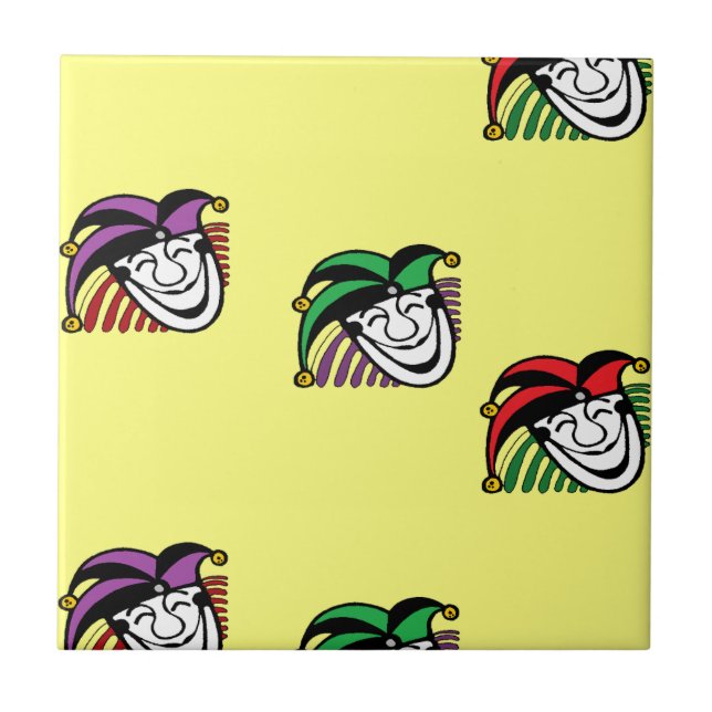 Joker colorful hats pattern yellow ceramic tile (Front)