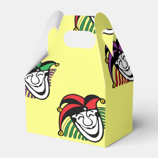 Joker colorful hats pattern yellow favor boxes (Front Side)