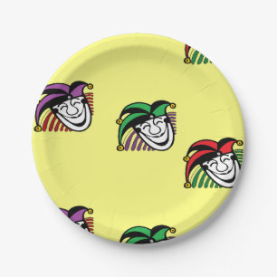 Joker colorful hats pattern yellow paper plates