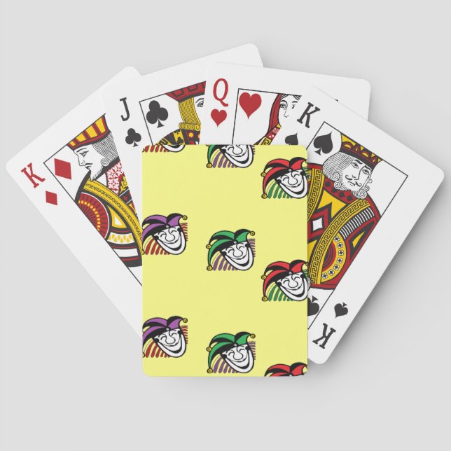 Joker colorful hats pattern yellow poker cards (Back)