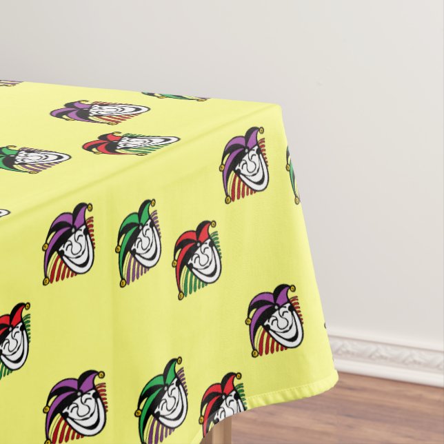 Joker colorful hats pattern yellow tablecloth (In Situ)