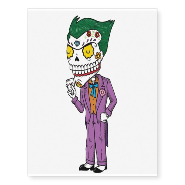Joker Day of the Dead Temporary Tattoos (Front)