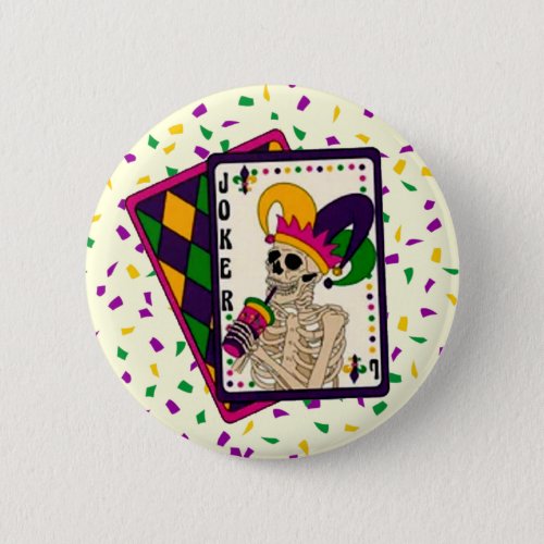 Joker Mardi Gras Button