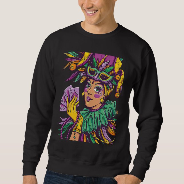 Joker Mardi Gras Party Parade Shenanigans Carnival Sweatshirt (Front)