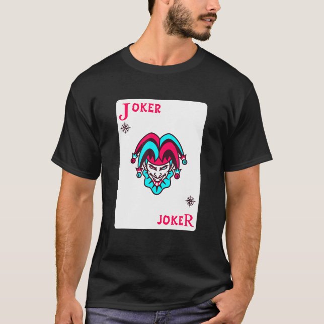 Joker Playing Card Distressed Jester T-Shirt (Front)
