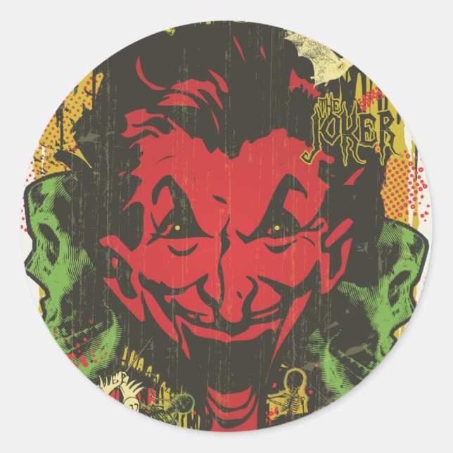 Joker Retro Comic Book Montage Classic Round Sticker (Front)
